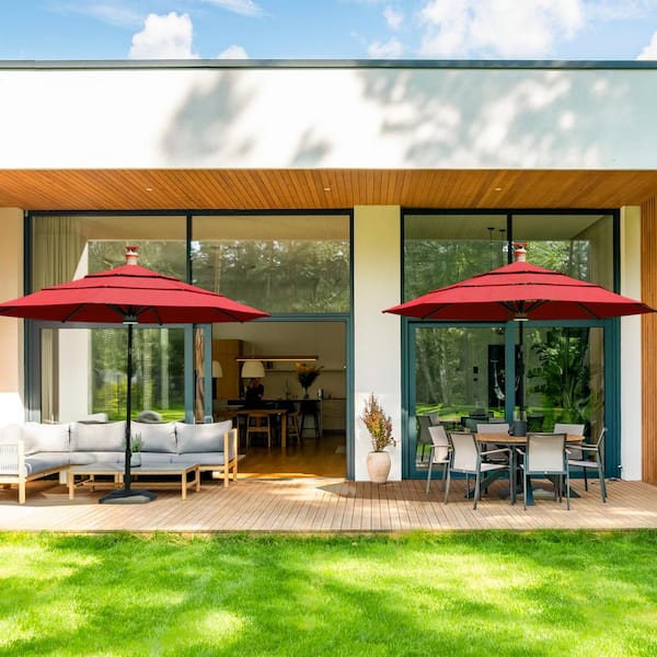 Zeus & Ruta 11 ft. Aluminium Smart Market Patio Umbrella in