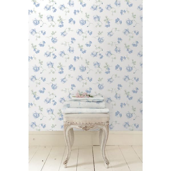 Ribbon Rosa French Blue Peel and Stick Wallpaper