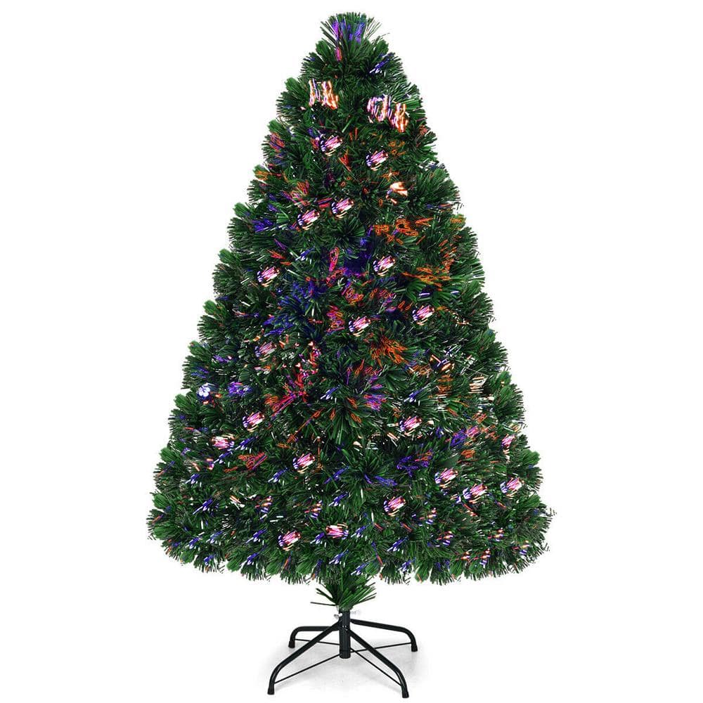 Costway 4 ft. Pre-Lit Fiber Optic Artificial PVC Christmas
