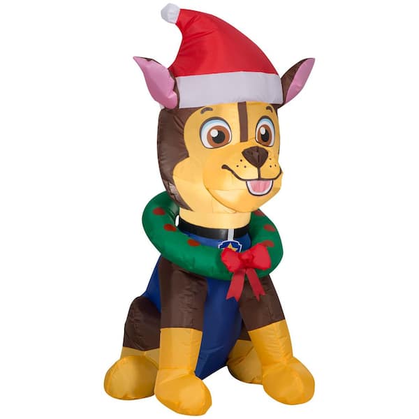 3.2 ft. x 1.6 ft. Wide Airblown Paw Patrol Chase in Santa Hat Christmas Inflatable
