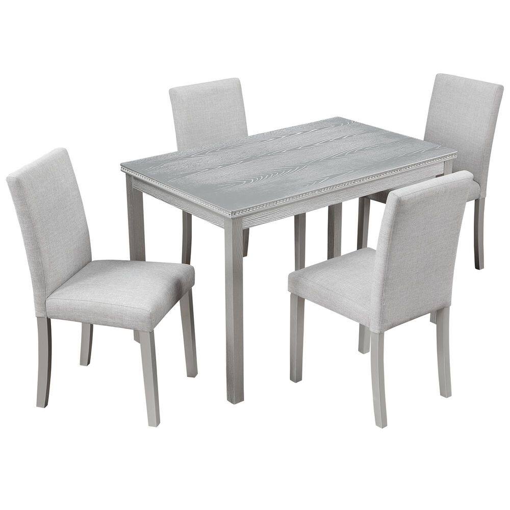 5-Piece Solid Wood Outdoor Conversation Patio Furniture Set with Gray Cushions price history on PriceWatchPro