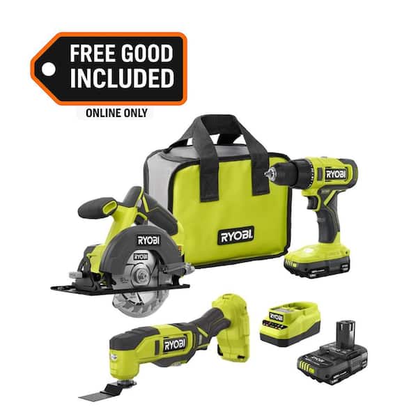 ONE  18V Cordless 2 Tool Combo Kit w/ Drill/Driver, Circular Saw,  Multi Tool, 2  1.5 Ah Batteries, & Charger