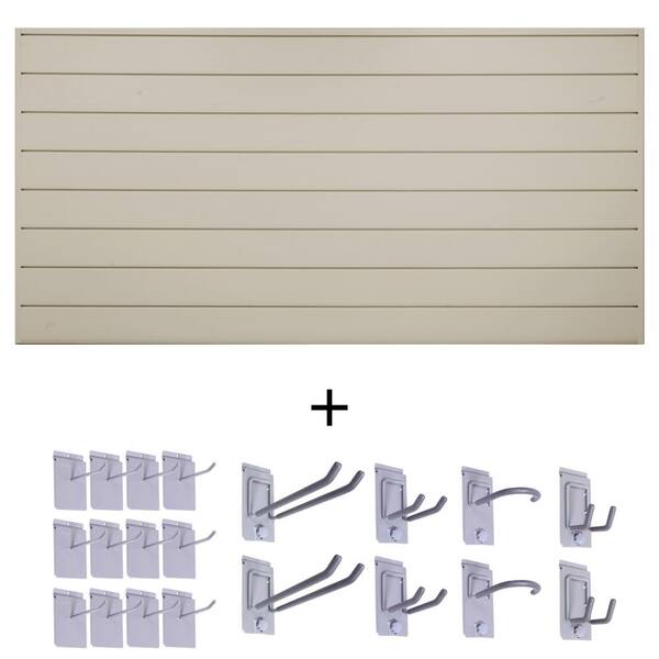 CROWNWALL 6 in. Basic Bundle 48 in. H x 96 in. W PVC Slat Wall Panel