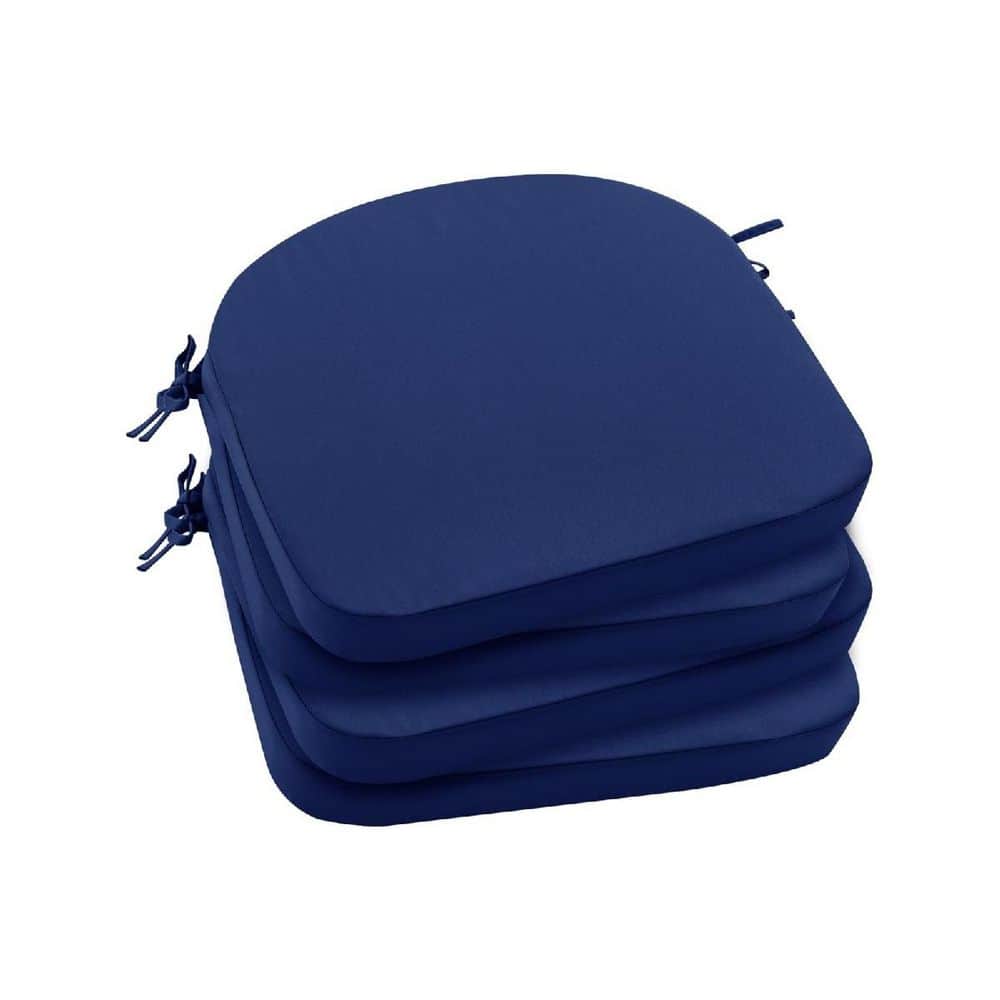 heddon クッション Blue Trapezoid Fade Resistant Outdoor Seat Cushion (4-Pack