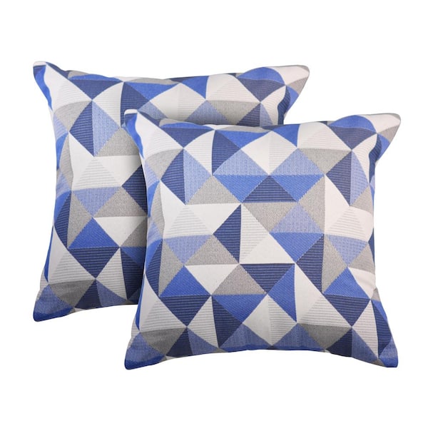 Astella Ruskin Blue Square Accent Outdoor Throw Pillow (Set of 2)