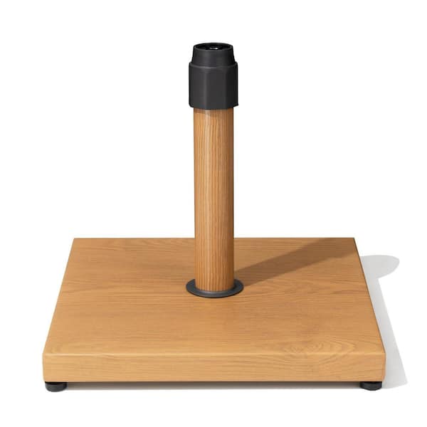Crestlive Products 40 lbs. Square Iron Patio Umbrella Base in Echo Teak