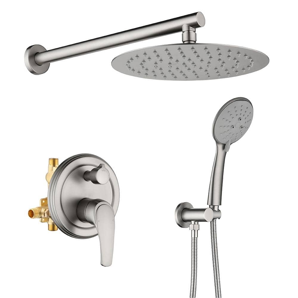 WATWAT Dowell 5-Spray 10 in. Shower Head Wall Mount Fixed and Handheld ...