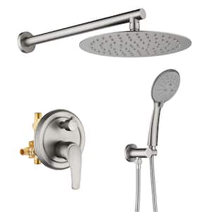 Dowell 5-Spray 10 in. Shower Head Wall Mount Fixed and Handheld Shower Head 2.5 GPM in Brushed Nickel