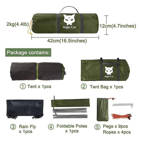  2 Person Tent – Rain Fly & Carrying Bag – Lightweight