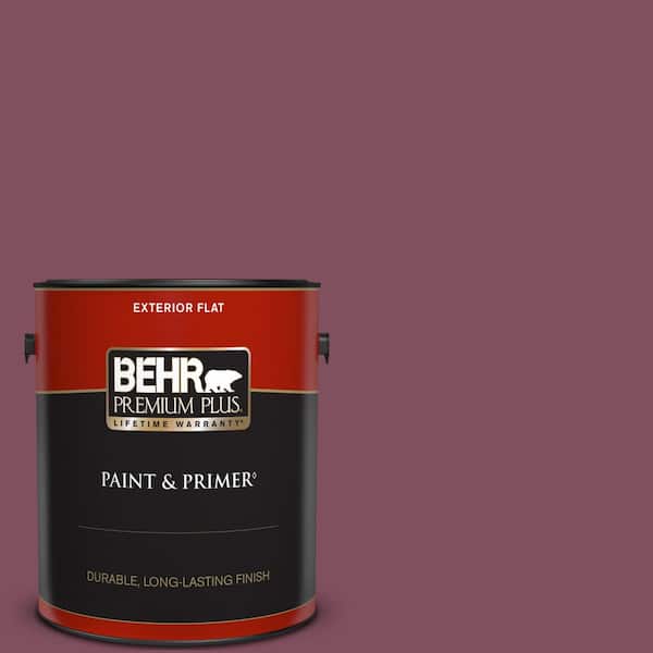 BEHR PREMIUM PLUS 1 gal. #T17-14 Artful Magenta Flat Exterior Paint & Primer