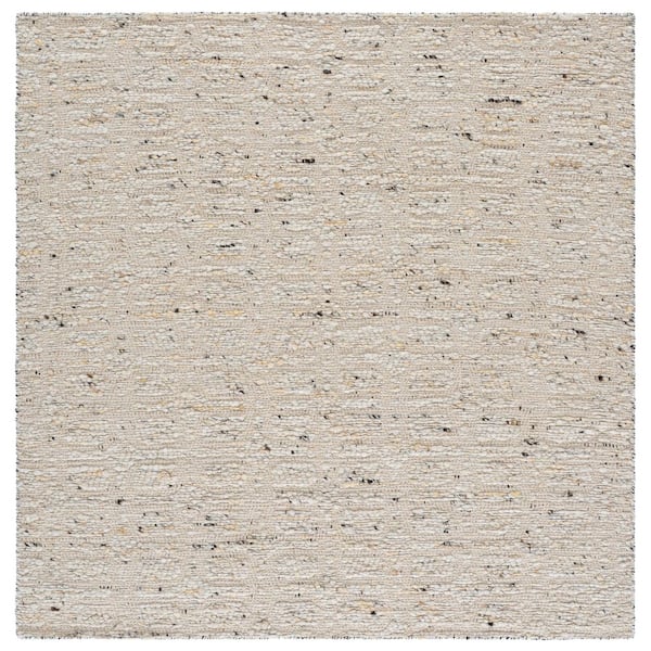 Natural Fiber 6 ft. x 6 ft. Square Ivory/Beige Geometric Distressed Area Rug