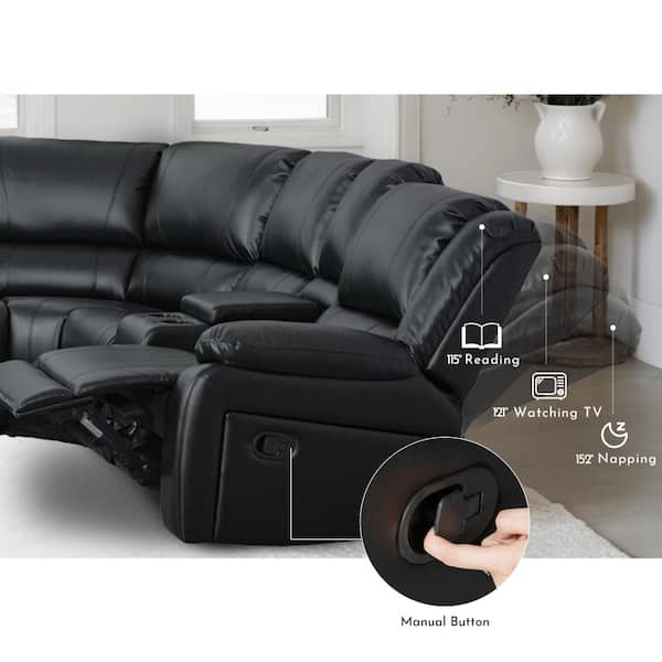 Ellesophas 131 in. 7 Pieces Modular Modern Faux Leather Manual