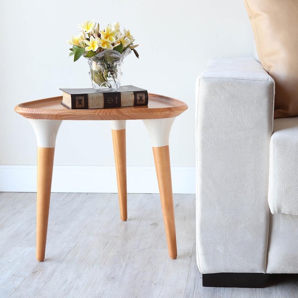 white triangle side table