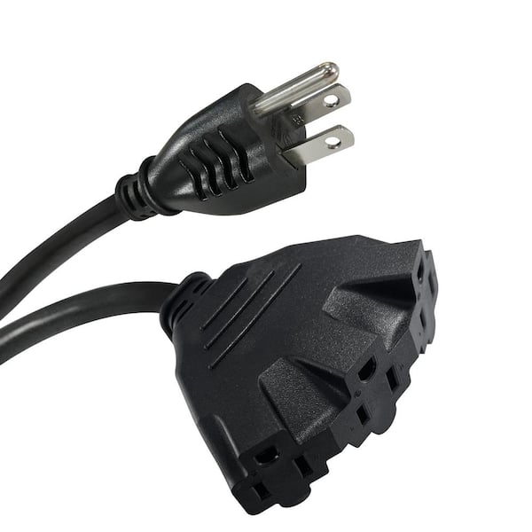 100 ft. 16/3 Light Duty Indoor/Outdoor Extension Cord with Fan Tap, Black