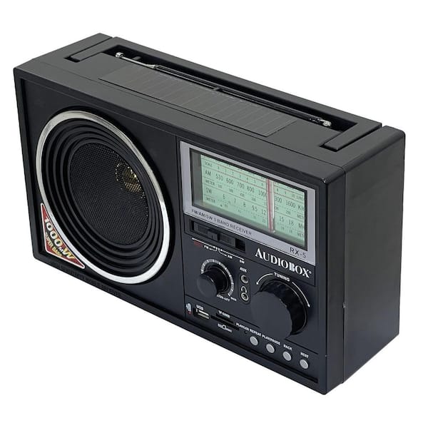 Audiobox Rechargeable Solar Radio in Black RX-5BT - The Home Depot