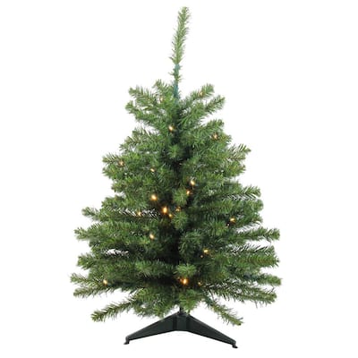 3 ft. Pre-Lit LED Canadian Pine Artificial Christmas Tree with Clear Lights
