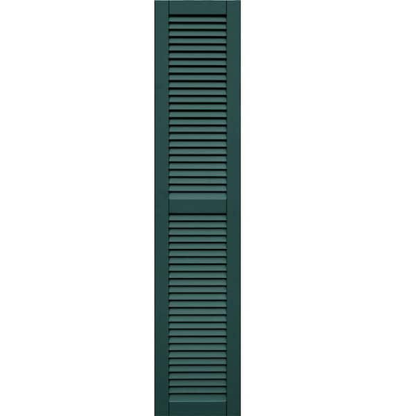 Winworks Wood Composite 15 in. x 72 in. Louvered Shutters Pair #633 Forest Green