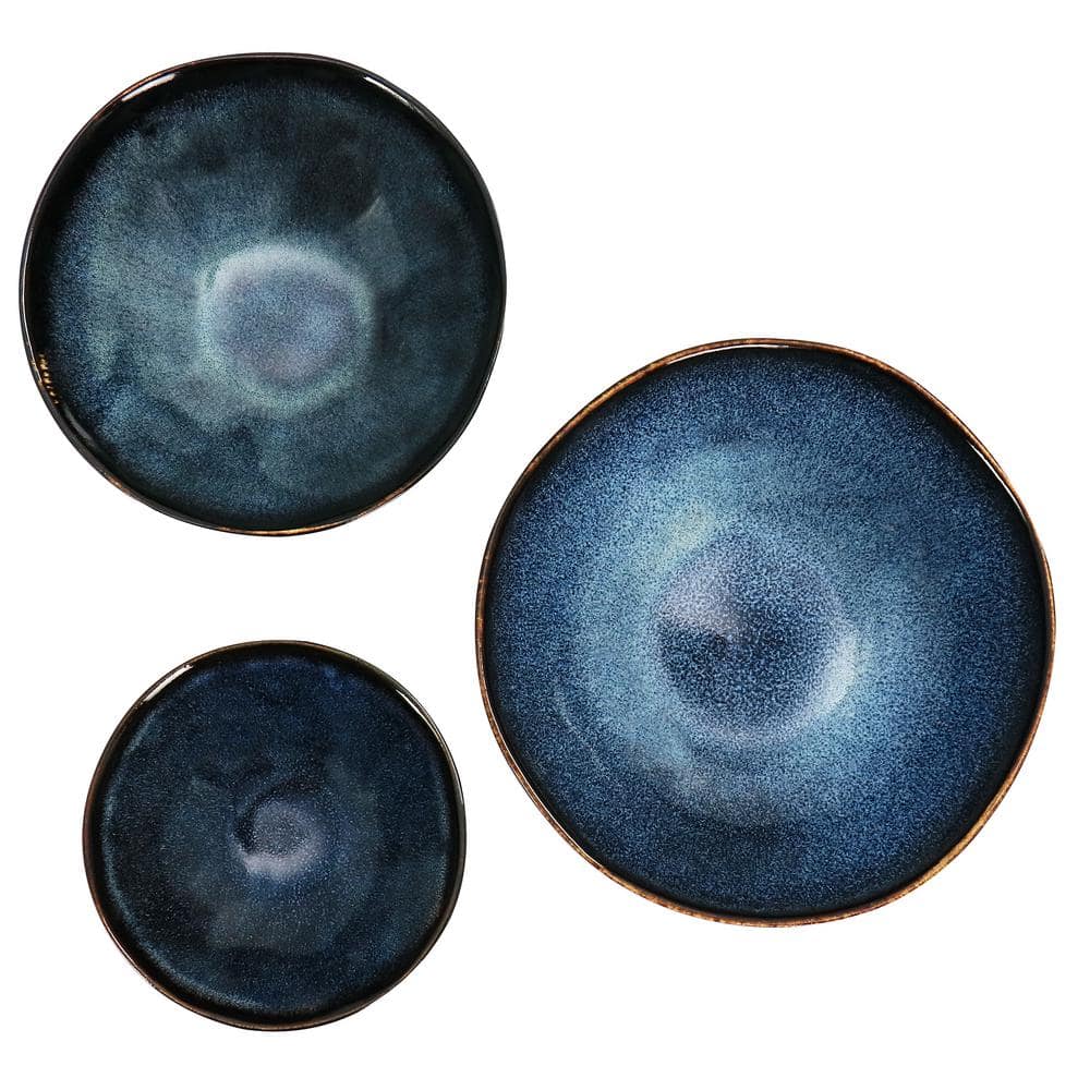 Lucca Blue Ceramic Stoneware Dinnerware Set for 4