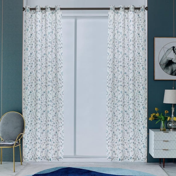 Lyndale Decor Alexxa 54 in.L x 54 in. W Sheer Polyester Curtain in Teal