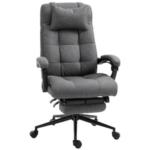 26" x 27.5" x 48.75" Dark Grey Polyester Footrest & Headrest Executive Chair with Arms