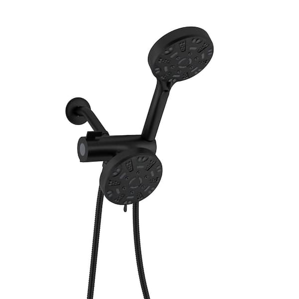 LORDEAR 8-Spray Patterns with 1.8 GPM 4.7 in. Wall Mount Dual Shower Heads in Matte Black