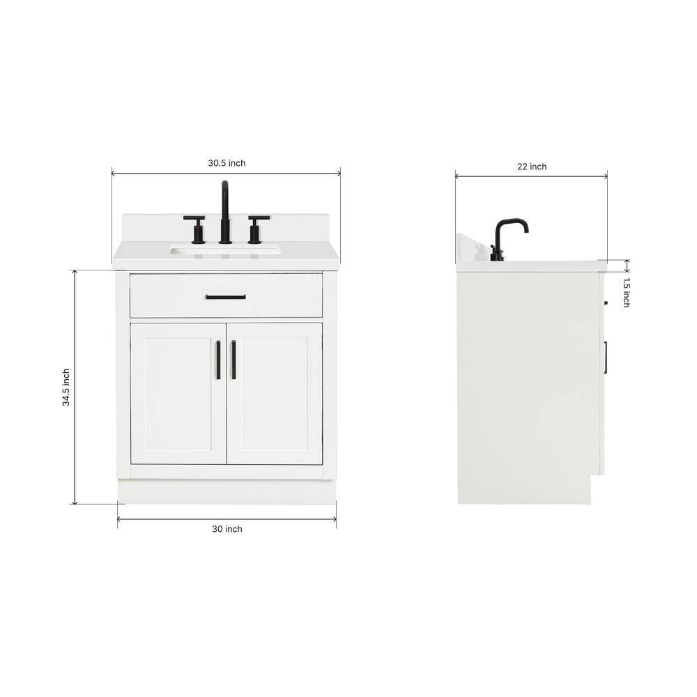 Hepburn 31" White Hardwood Freestanding Single Vanity Set