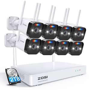 H.265 Plus 8-Channel 3MP 2TB Hard Drive NVR Security Camera System with 8 Wireless Outdoor Cameras, Color Night Vision