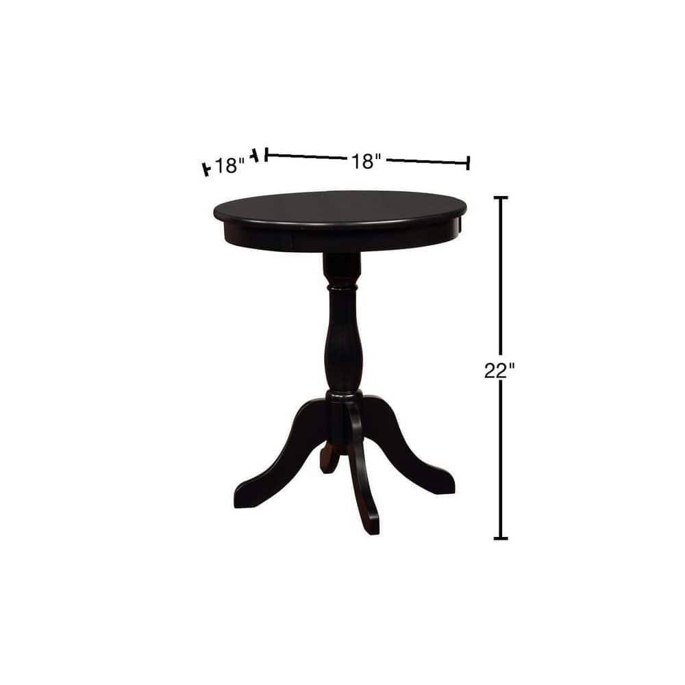 Contemporary Saber Black Round Wood Side Table