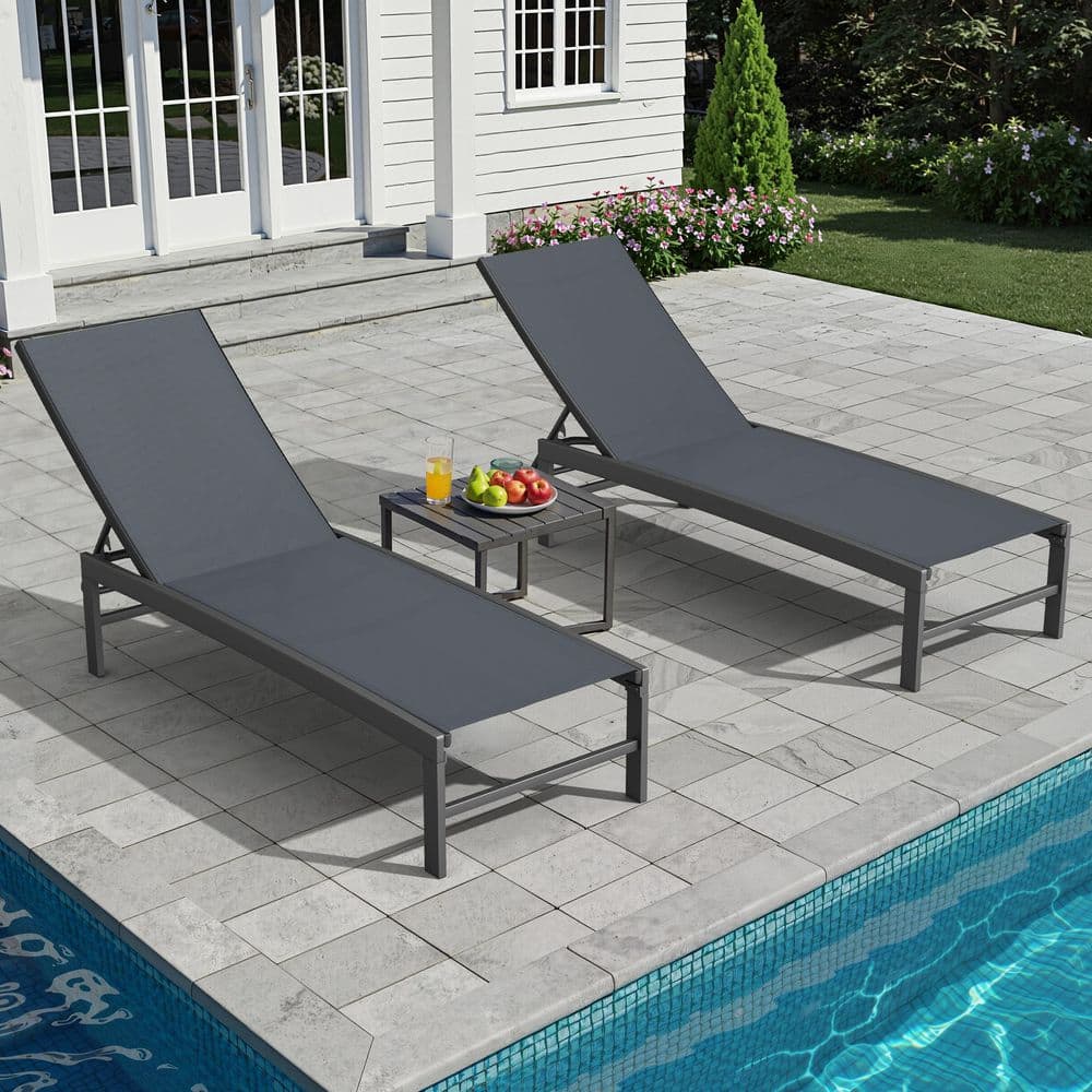 2-piece Dark Gray Patio Pool Lounge Chairs for Outside Poolside Beach Lawn price history on PriceWatchPro