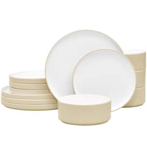 Colortex Stone Ivory Porcelain 12-Piece Dinnerware Set, Service for 4