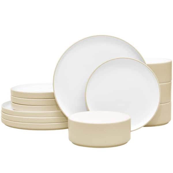 Noritake Colortex Stone Ivory Porcelain 12-Piece Dinnerware Set, Service for 4