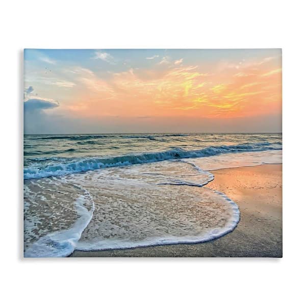 Vast Panoramic Beach Layered Waves by Mary Lou Photography Unframed Graphic Art Print Coastal 40 in. x 30 in.