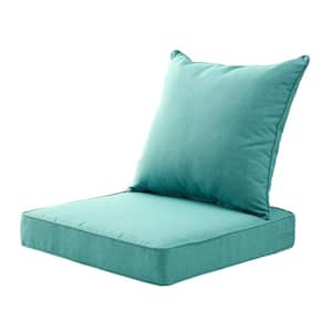 Outdoor Deep Seat Cushion Set 24x24"&22x24", Lounge Chair Loveseats Cushions for Patio Furniture Sea Green