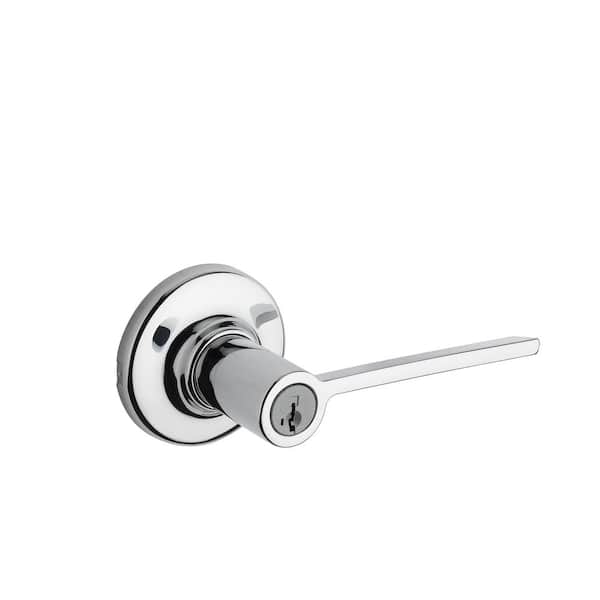 Kwikset Ladera Polished Chrome Exterior Entry Door Handle featuring SmartKey Security