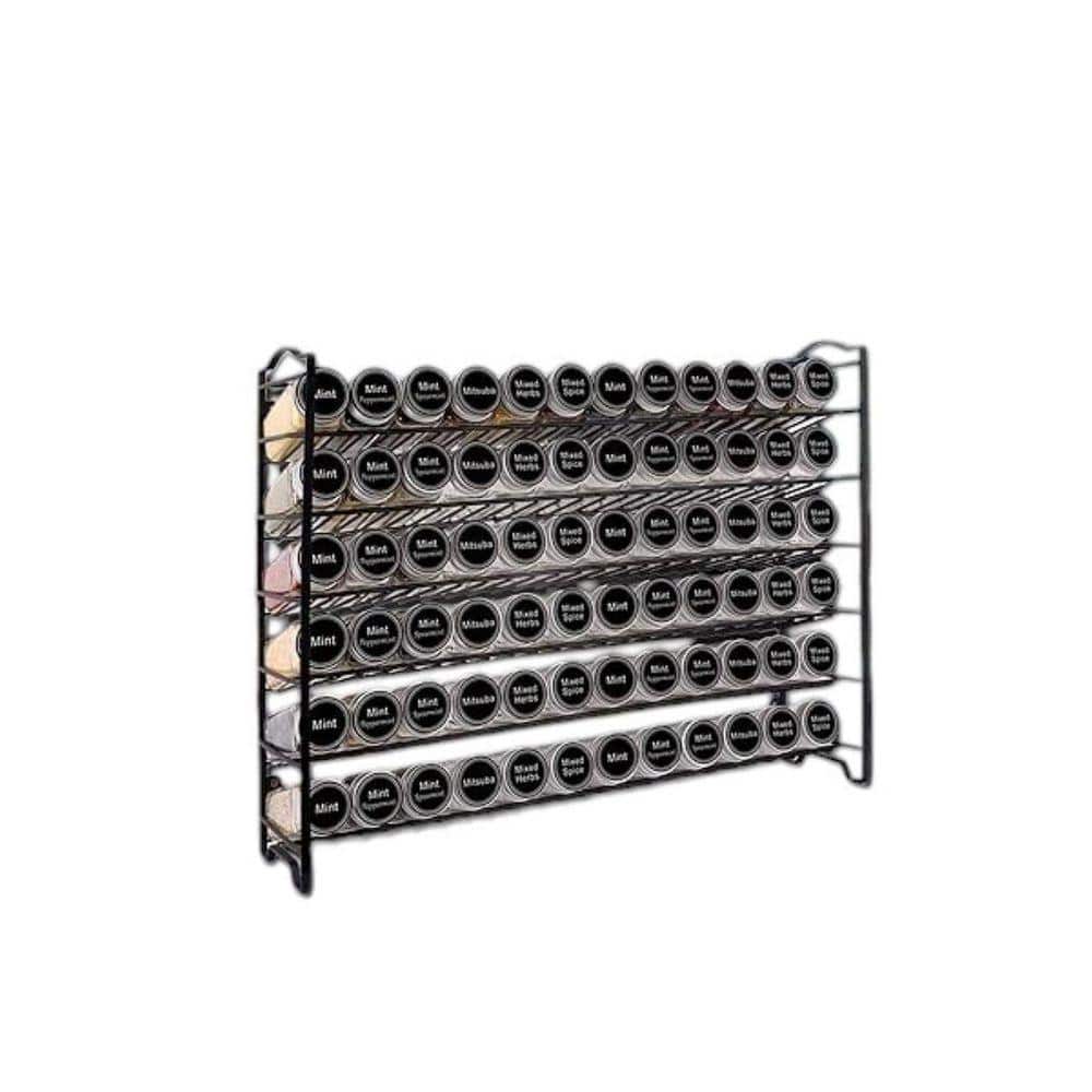 Lynzavix 6 Shelf Alloy Steel Spice Rack Organizer with 72 Empty Spice ...