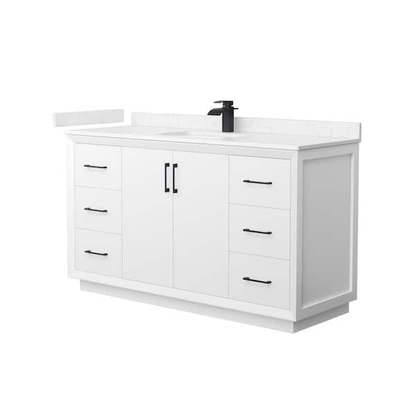 Wyndham Collection Strada 60 in. W x 22 in. D x 35 in. H Single Bath Vanity in White with Carrara Cultured Marble Top