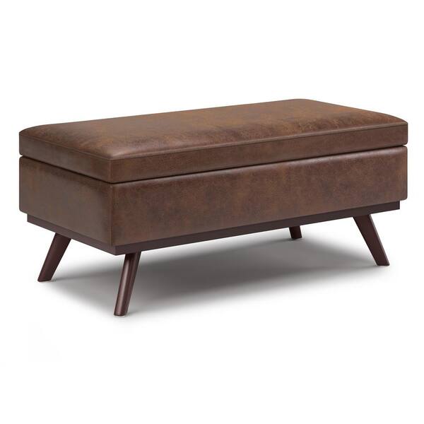 Chestnut /dark brown Fabric Footstool storage box/ottoman Large 