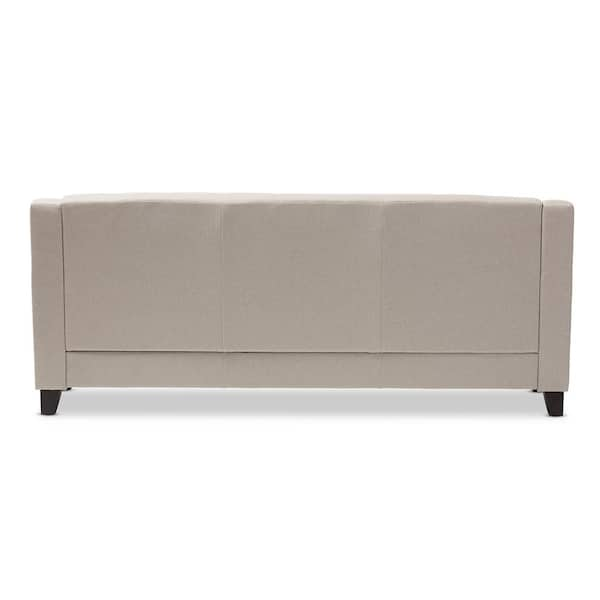 Baxton Studio Arcadia 77.4 in. Light Beige Polyester 4 Seater