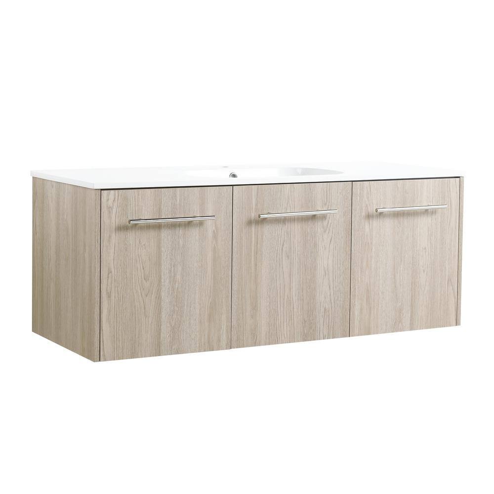 48 in. W x 18 in. D x 18 in. H Wall Mount White Oak Bath Vanity with