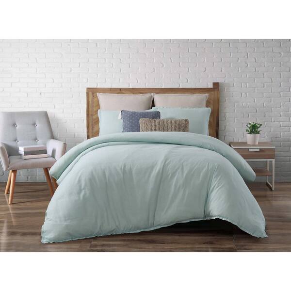 Brooklyn Loom Chambray Loft Aqua King Comforter with 2-Shams