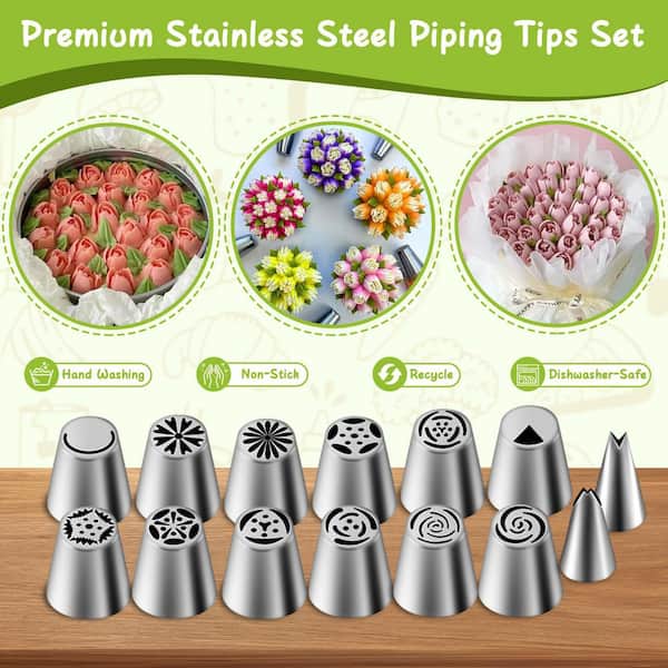 Anqtovp 27-Piece Cake Decorating Set with Piping Tips, Leaf Tips