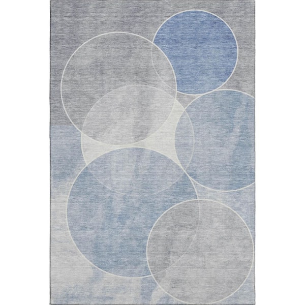 Mayfield Premium Machine Washable Abstract AMF2286 Denim 9 ft. x 12 ft. Area Rug