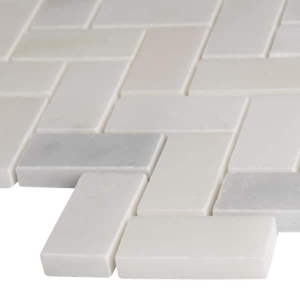 Msi Cascade Blanco Herringbone 11 63 In X 11 63 In X 10 Mm Polished Marble Mosaic Tile 0 94 Sq Ft Casbla Hbp The Home Depot
