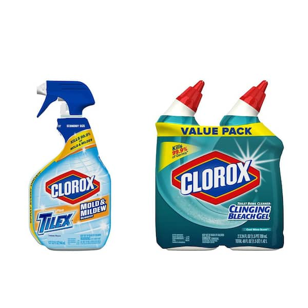 Clorox Plus Tilex 32 oz. Mold and Mildew Remover and 32 oz. Toilet Bowl Clinging Bleach Gel Bundle