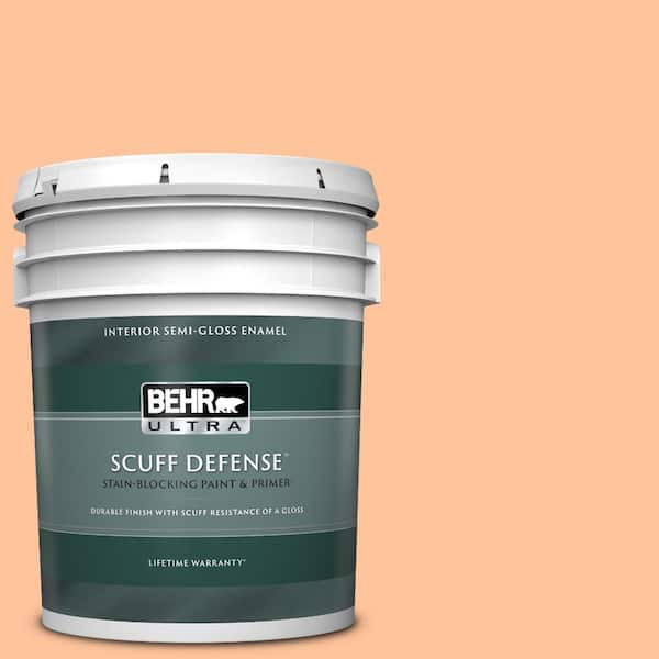 BEHR ULTRA 5 gal. #260B-4 Orange Sherbet Extra Durable Semi-Gloss Enamel Interior Paint & Primer