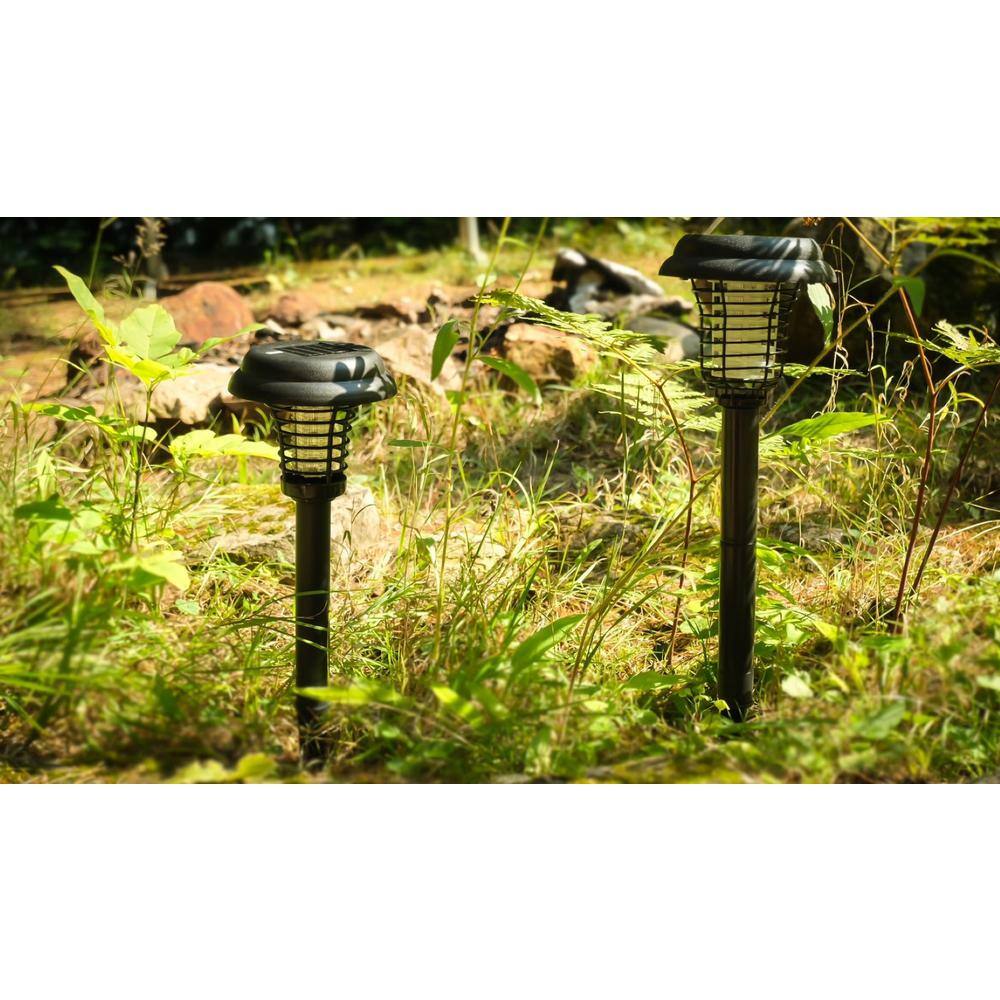 Black Solar Powered 2-in-1 Bug Zapper Stake Light