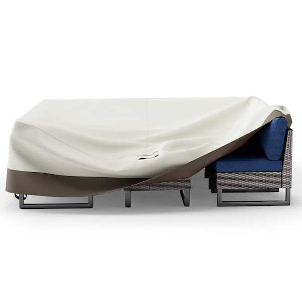 Carolina100% Waterproof Heavy-Duty Patio Conversation Set Outdoor Sofa Cover, 600D Oxford Fabric with PVC Coating, Beige