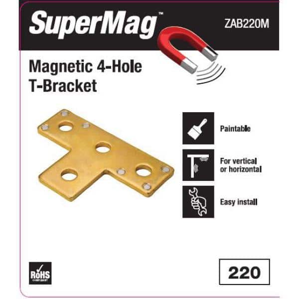 4-Hole Strut Fitting T-Bracket Gold Galvanized with Magnets (ZAB220M)