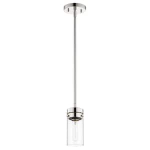 Intersection 60-Watt 1-Light Polished Nickel Shaded Mini Pendant Light with Clear Glass Shade and No Bulbs Included
