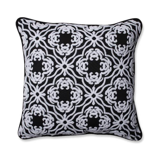 Pillow Perfect Black Square Outdoor Square Throw Pillow